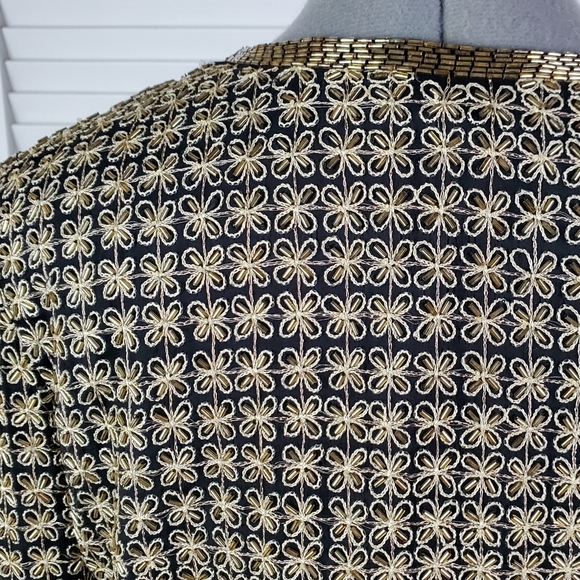 Vtg Laurence Kazar beaded silk party jacket PS - Picture 8 of 13